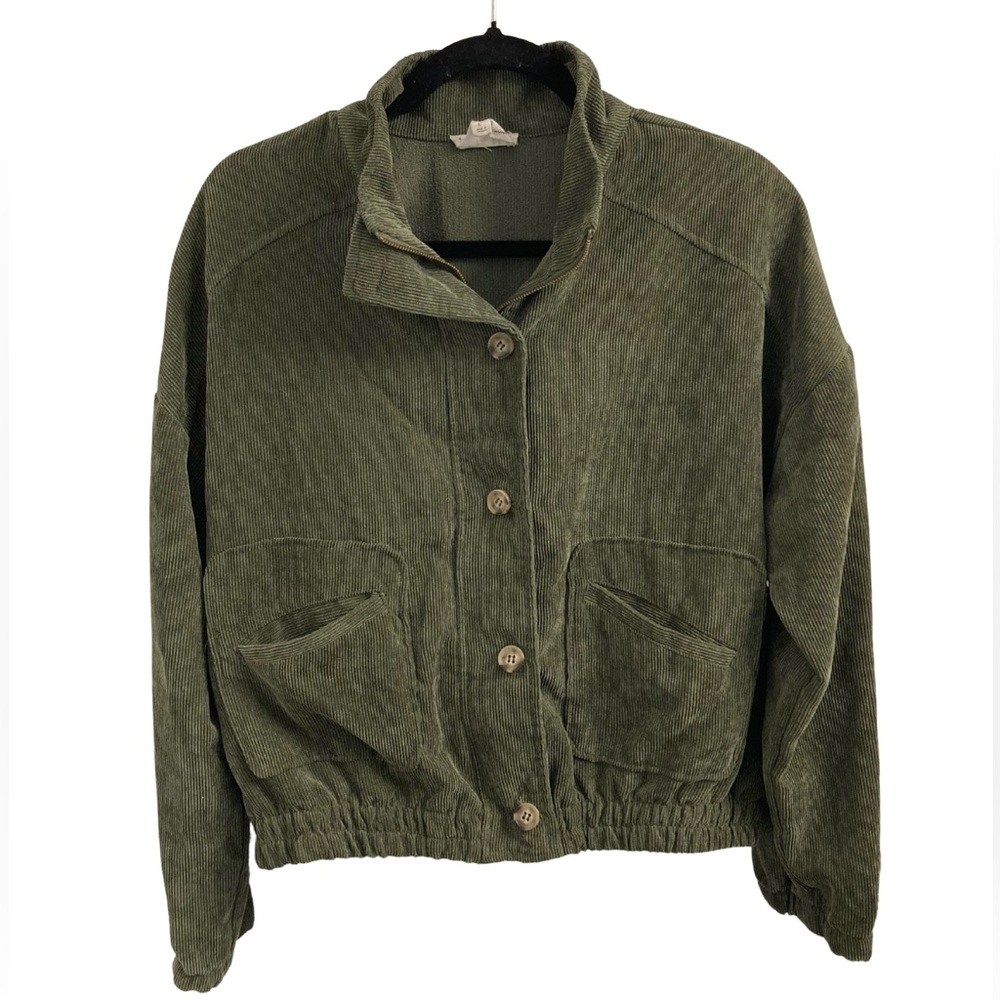E & M Green Versatile Corduroy Button Down/Zipper Jacket Size L